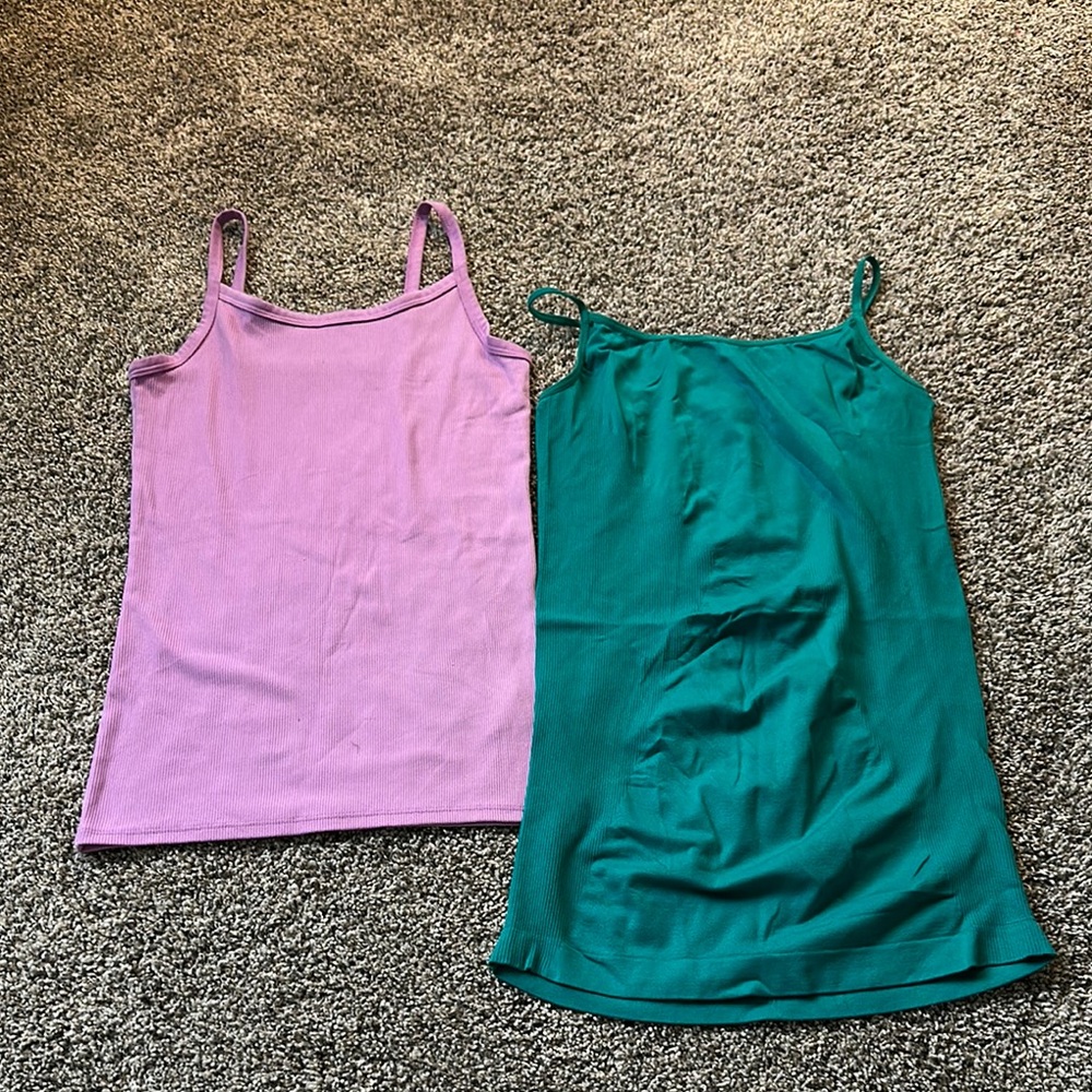Bisou Bisou Fitted Camisole Tops in Purple and Green